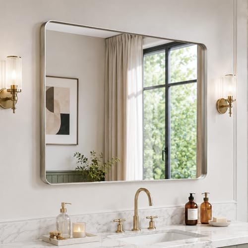36"x30" Bathroom Vanity Mirror for Wall Aluminum Framed Farmhouse Rectangle