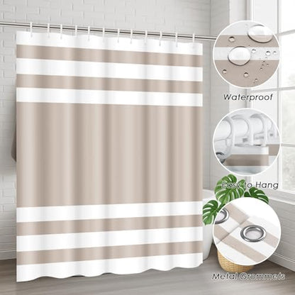 Bathroom Sets with Shower Curtain and Rugs, 4 Pcs, Striped