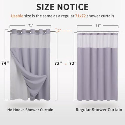 RiverDream Heavyweight Waffle No Hook Shower Curtain with Liner,Lilac,71x74