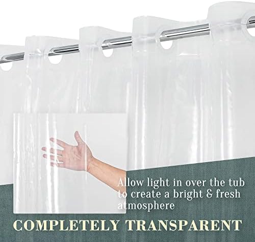 No Hook PEVA Shower Curtain or Liner, Standard Size 71 x 74, Clear