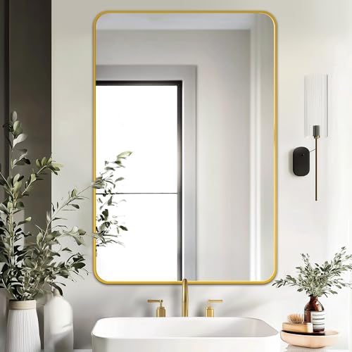 Delma Bathroom Vanity Mirror, Gold Framed Mirror for Over Sink, 36x24