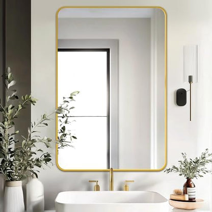 Delma Bathroom Vanity Mirror, Gold Framed Mirror for Over Sink, 36x24