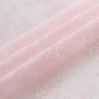 TUDECO Pink Lace Shower Curtain with Attached Valance, 72x72 Inch, 1 Panel