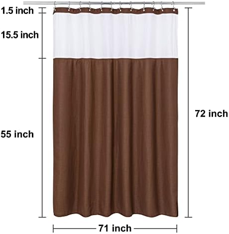 N&Y HOME Waffle Weave Shower Curtain with Snap-in Liner Set Brown, 71x72