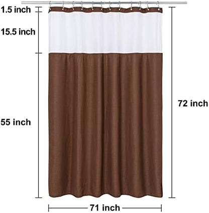 N&Y HOME Waffle Weave Shower Curtain with Snap-in Liner Set Brown, 71x72