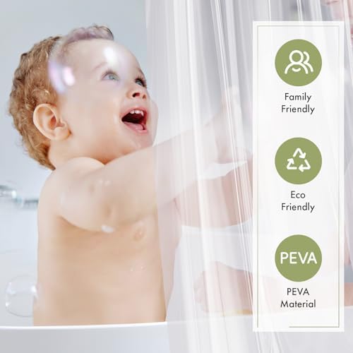 Amazer Plastic Shower Curtain Liner with Magnets, 72x72 Clear Shower Liner Medium Weight Waterproof Inside Shower Curtains Liner for Bathroom with Rustproof Grommet