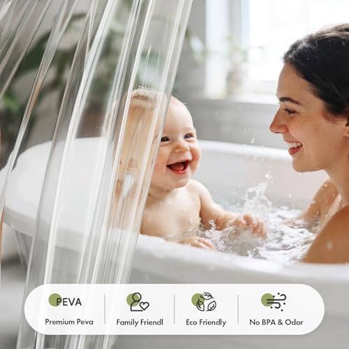 Bathway Shower Curtain Liner Clear Shower Curtain Liner 72x72 PEVA Plastic Shower Liner Waterproof Shower Curtain Liner with 3 Magnets and 12 Rustproof Grommets, Lightweight Shower Liner Bathroom
