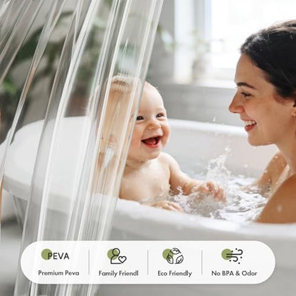 Bathway Shower Curtain Liner Clear Shower Curtain Liner 72x72 PEVA Plastic Shower Liner Waterproof Shower Curtain Liner with 3 Magnets and 12 Rustproof Grommets, Lightweight Shower Liner Bathroom