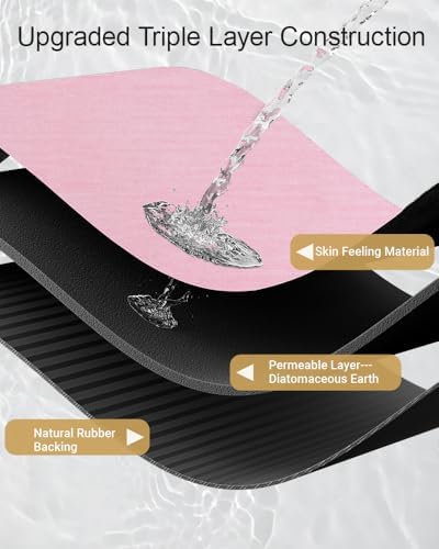 Mecko Bath Mat 24"x48",Ultra Thin Bathroom Rug fit Under Door Pink