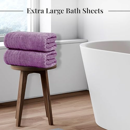 Tens Towels 2 Piece Extra Large Bath Sheets 35 x 70 Inches, Purple