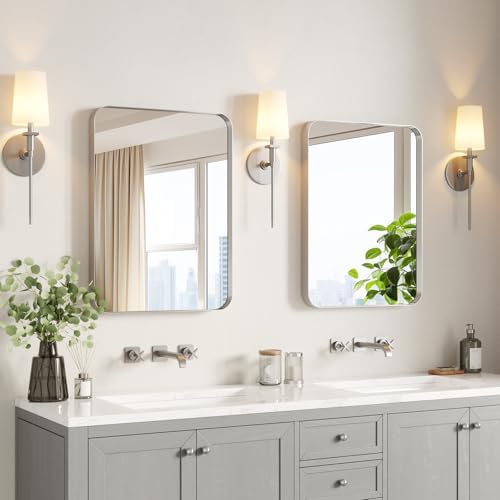 USHOWER Brushed Nickel Bathroom Mirrors 22"x30" 2 Pack