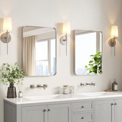 USHOWER Brushed Nickel Bathroom Mirrors 22"x30" 2 Pack