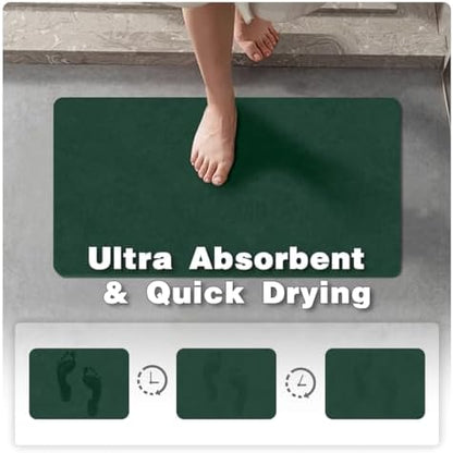 TYUU Thin Bath Mat Runner, Long Bathroom Rugs Non Slip 24x60 Dark Green