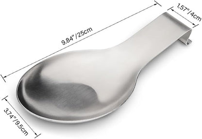 VanlonPro Stainless Steel Spoon Rest, Spatula Ladle Holder, Stainless Steel Utensil Spoon Rest Holder, Brushed Finish, Dishwasher Safe 9.8 x 3.7 Inch (Silver 1PC)