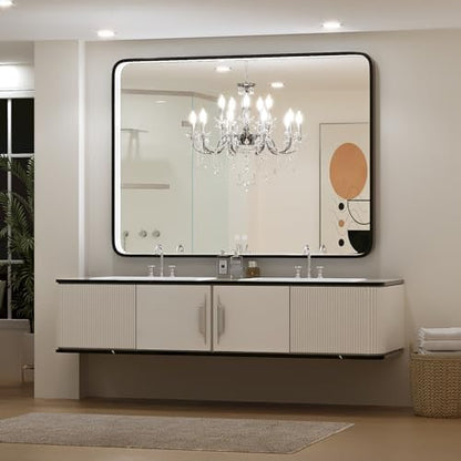 LED 43x36 Inch Lighted Bathroom Mirror,Gold Frame,3 Color