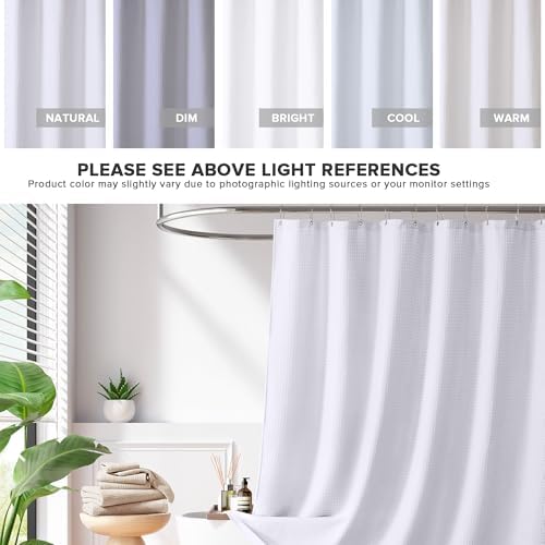 Madison Park Arbor Waffle Extra Long Shower Curtain, 72 x 84, White Solid