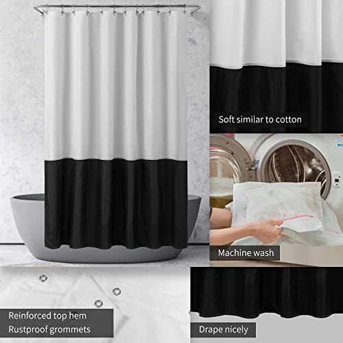 ALYVIA SPRING Waterproof Fabric Shower Curtain or Liner Black/White, 72x72