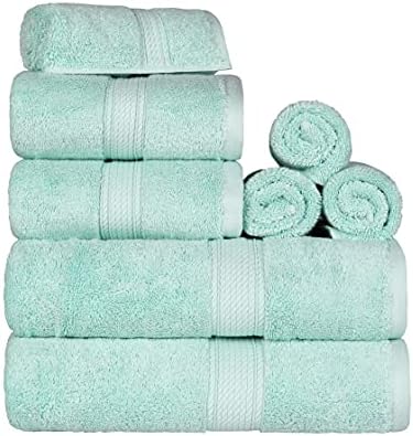 SUPERIOR Egyptian Cotton Ultra Plush & Absorbent, 8 Piece Set, Sea Foam