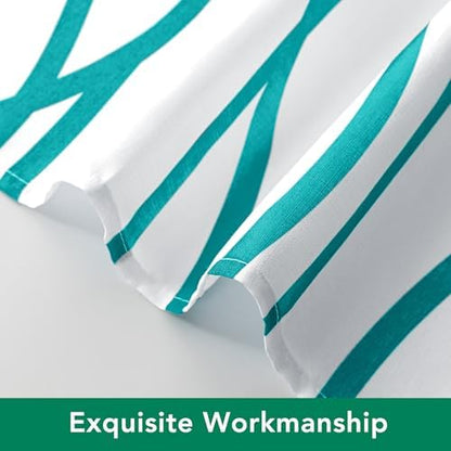 Fabric Modern Extra Long Shower Curtains for Bathroom-Turquoise and White