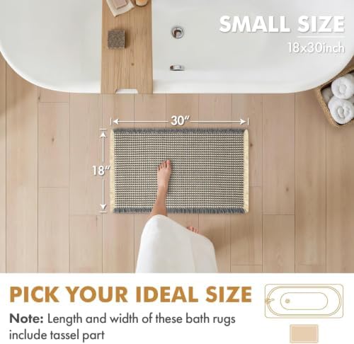 MIULEE Set of 2 Waffle Bathroom Rugs Dark Grey&Yellow Bath Mat 18x30 Inch