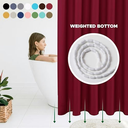 Fabric Shower Curtain Liner 72x84-Burgundy Extra Long Shower Liners