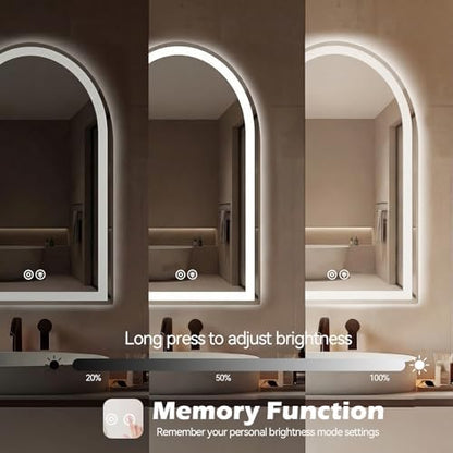 DUMOS 20"x28" LED Bathroom Mirror with Lights, Arched Vanity Mirror