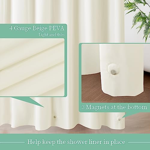 Mrs Awesome Beige Shower Curtain Liner with 3 Magnets, 72x72