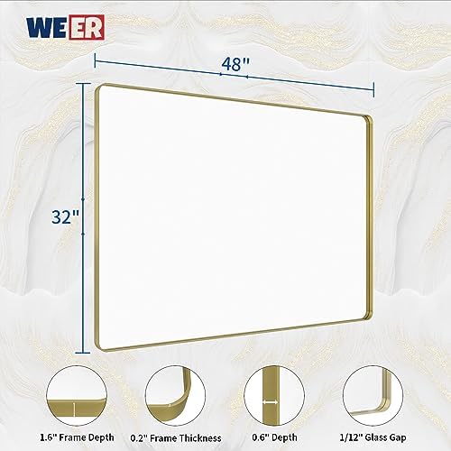 WEER Gold Bathroom Vanity Mirror 48X32 Inch
