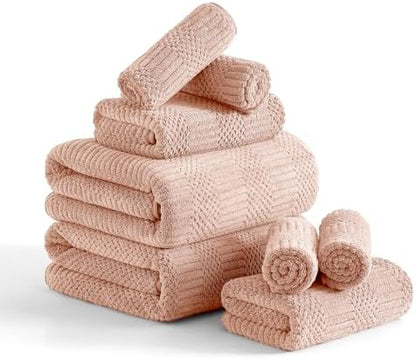 8 Piece Bath Towel Set-2 Oversized Bath Sheets(35"x70"),2 Hand Towels,4 Washcloths-Extra Large Microfiber Towel Sets,Less Lint Highly Absorbent & Quick Dry Bath Towels for Bathroom Gym Pool,Orange