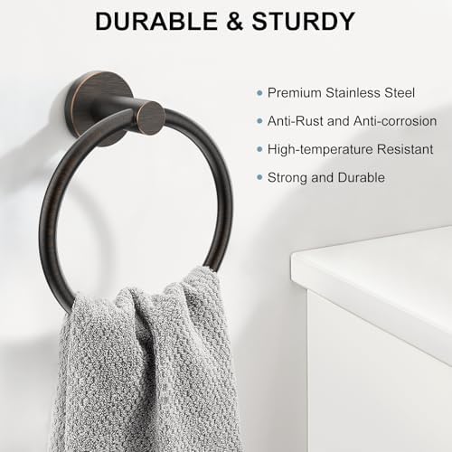 SetSail Towel Holder for Bathroom Wall Oil Rubbed Bronze Towel Ring,2 Packs