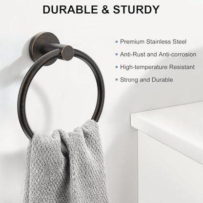 SetSail Towel Holder for Bathroom Wall Oil Rubbed Bronze Towel Ring,2 Packs