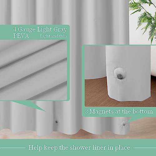 Mrs Awesome Grey Shower Curtain Liner with 3 Magnets, 72x72, Light Gray