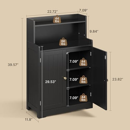 Gizoon Small Bathroom Storage Cabinet, Freestanding Organizer, Black