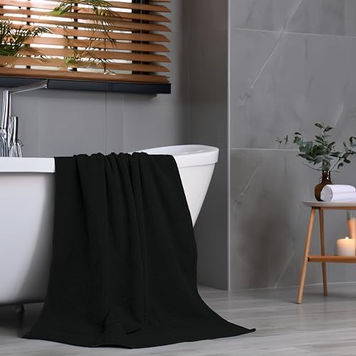 Tens Towels 8 Pc Popcorn Towel Set, 2 XL Bath, 2 Hand, 4 Washcloths, Black
