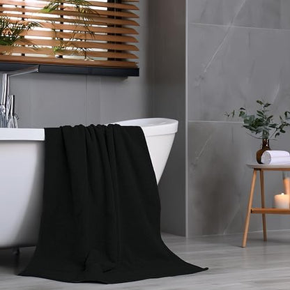 Tens Towels 8 Pc Popcorn Towel Set, 2 XL Bath, 2 Hand, 4 Washcloths, Black
