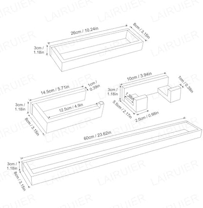 Lairuier Brushed Nickel Bathroom Hardware Accessories, 4PCS Towel Bar Set