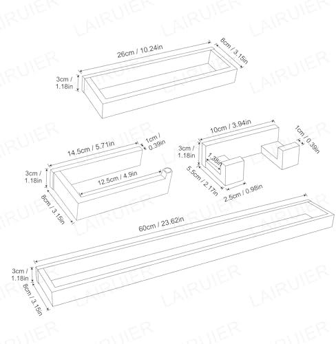 Lairuier Brushed Gold Bathroom Hardware Accessories, 4PCS Towel Bar Set