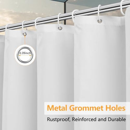 Seenus Waterproof Fabric Stall Shower Curtain Liner with 3 Large Magnets, 54 x 78 inch Long Cloth Shower Liner Washable, 54‘’ W White Lightweigt Bathroom Shower Stall Curtain