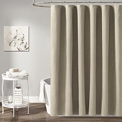 BTTN Linen Textured Waterproof Fabric Shower Curtain, 72x72, Khaki/Tan