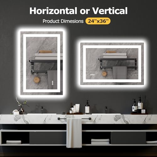 Hivone 36"X24" LED Bathroom Mirror with Lights, UL Listed