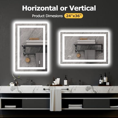 Hivone 36"X24" LED Bathroom Mirror with Lights, UL Listed