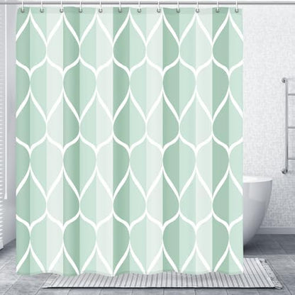 Gelbchu Geometric Shower Curtain for Bathroom, Light Green, 72x72 Inch