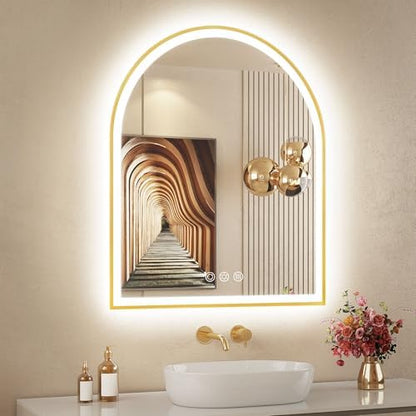 24"x30" Arched LED Lighted Bathroom Mirror with Lights