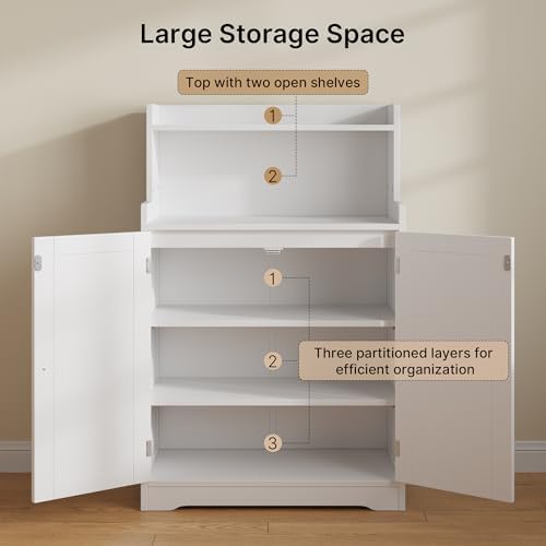 Gizoon 40" H Bathroom Storage Cabinet with 2 Adjustable Shelves, White
