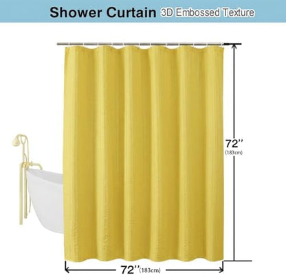 Aiyufeng Moga Lemon Yellow Fabric Shower Curtains for Bathroom - Hotel Spa Polyester Cloth Bath Curtain with 12 Holes, 72x72, Machine Washable, Lemon Yellow