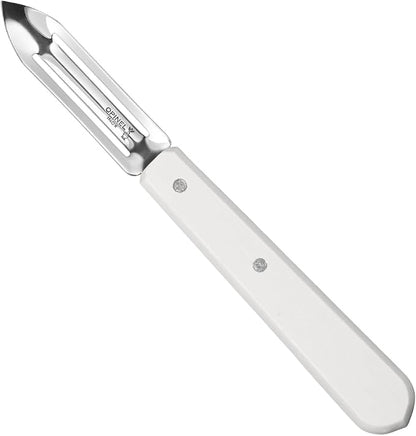 OPINEL Les Essentials - Small Kitchen 4 Piece Knife Set - Paring, Serrated, Peeler, Vegetable Knife, Corrosion Resistant High Carbon Steel, Made in France (Art Deco)