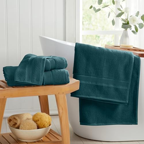 Springtree Home Luxury Bamboo Rayon Bath Towel Set | 6-Piece Set | Teal