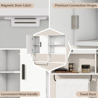 Bathroom Wall Cabinet, Medicine Cabinet with 2 Doors, White