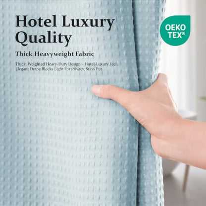 Dynamene Stall Waffle Shower Curtain 256 GSM Heavy Fabric 36x72 Fog Blue