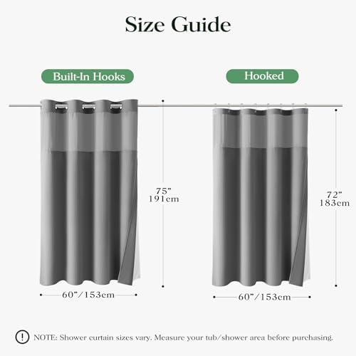 Dynamene Grey Hook Free Waffle Shower Curtain & Snap-in Fabric Liner,60x75